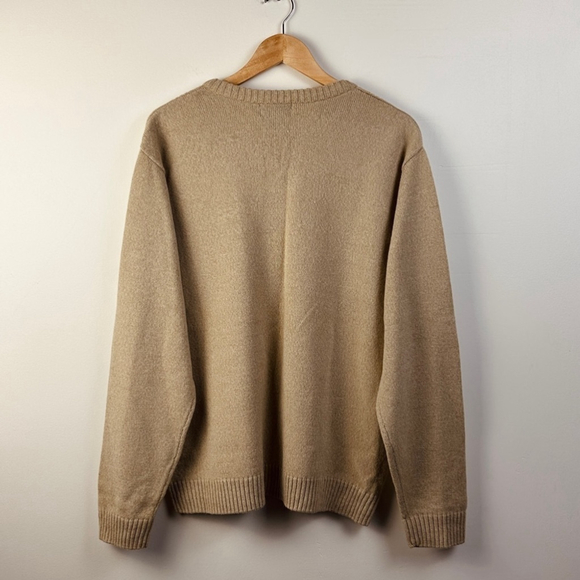 Vintage V-neck Sweater - geometric design - Oversized L - acrylic wool mix - Picture 8 of 8